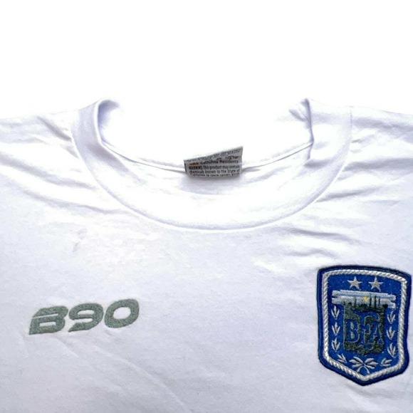 B90 Pro Athletic Soccer T-Shirt White Blue Graphic Tee Men's Size M - Picture 9 of 13